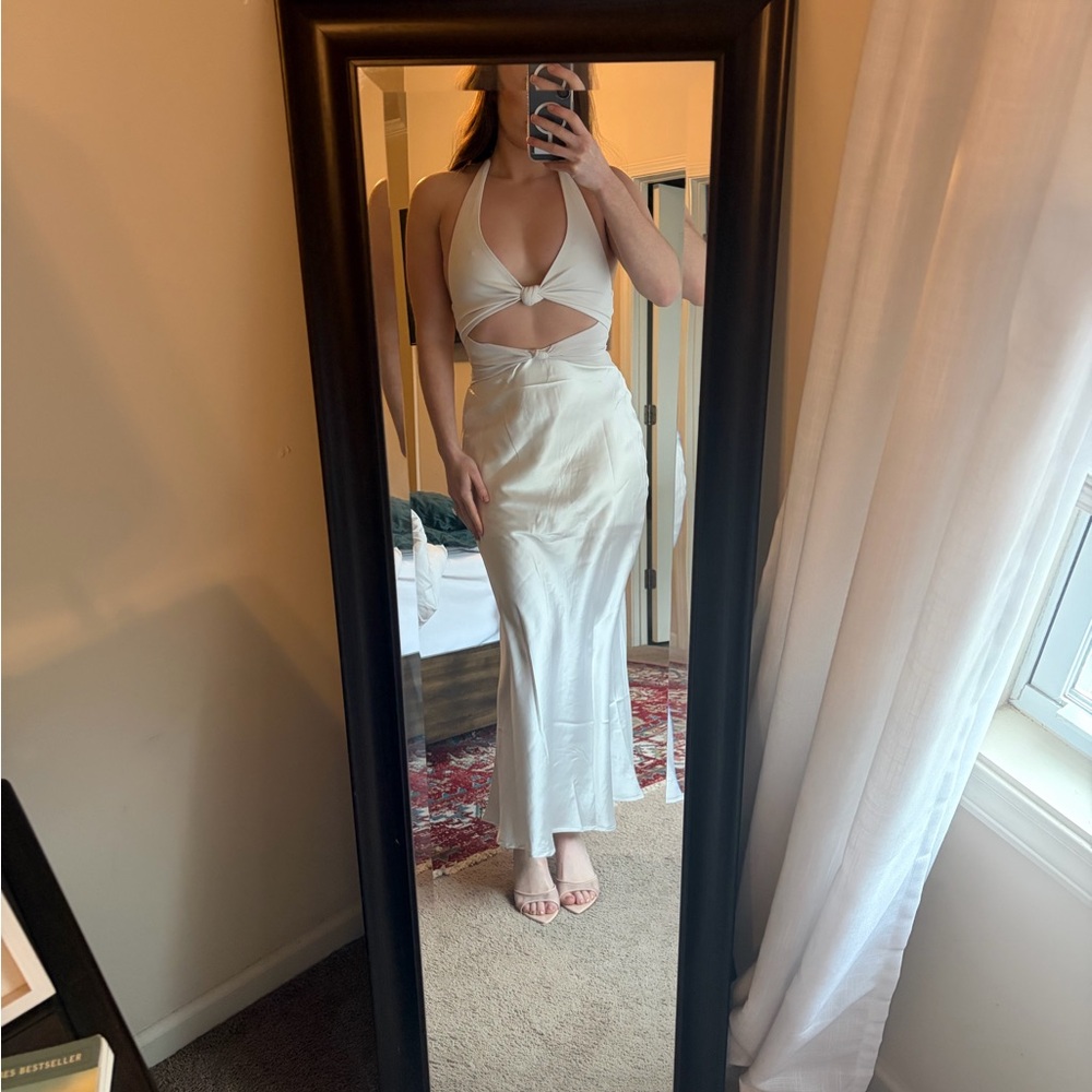 Hello Molly Elegant White Halter Maxi Dress